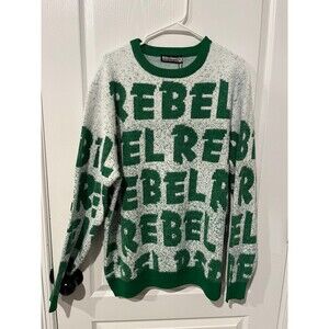 Rebel Minds REBEL All Over Print Sweater Mens XL Green White Crewneck Pullover N